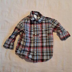 Gymboree boys size 12-18 months blue red, black white plaid shirt 2012